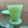 McKee Glass Company Flower Band Jade Green Footed Tumbler 3.5" Tallc.1930s **URANIUM**