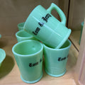 McKee Jadeite *URANIUM* x7 'Tom & Jerry' Cups/Mugs. (as is) c.1930s.