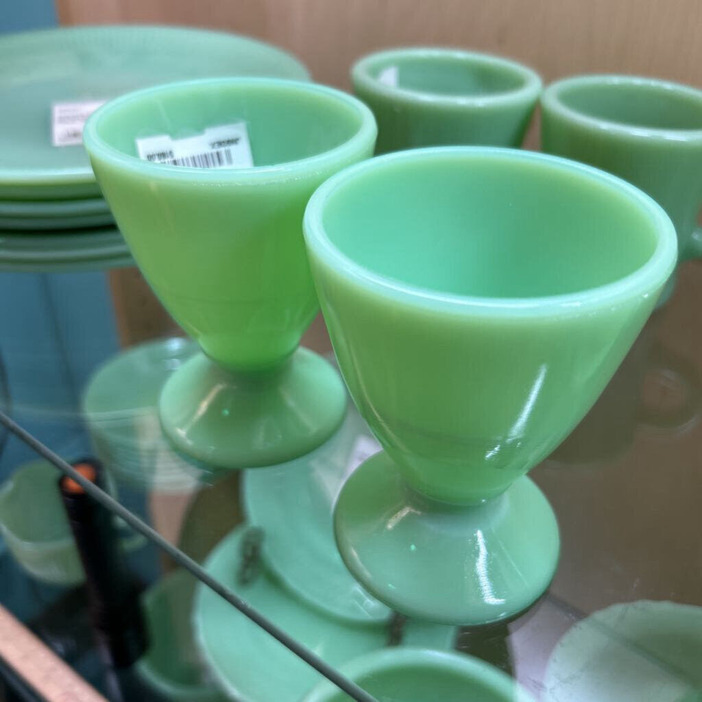 McKee Custard Footed Custard Cups x4 *URANIUM* c.1930s