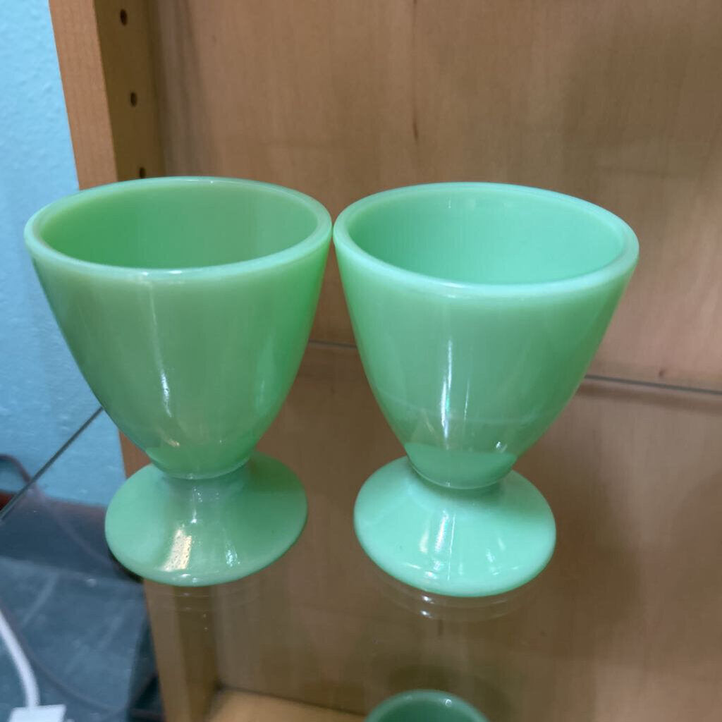 McKee Custard Footed Custard Cups x4 *URANIUM* c.1930s