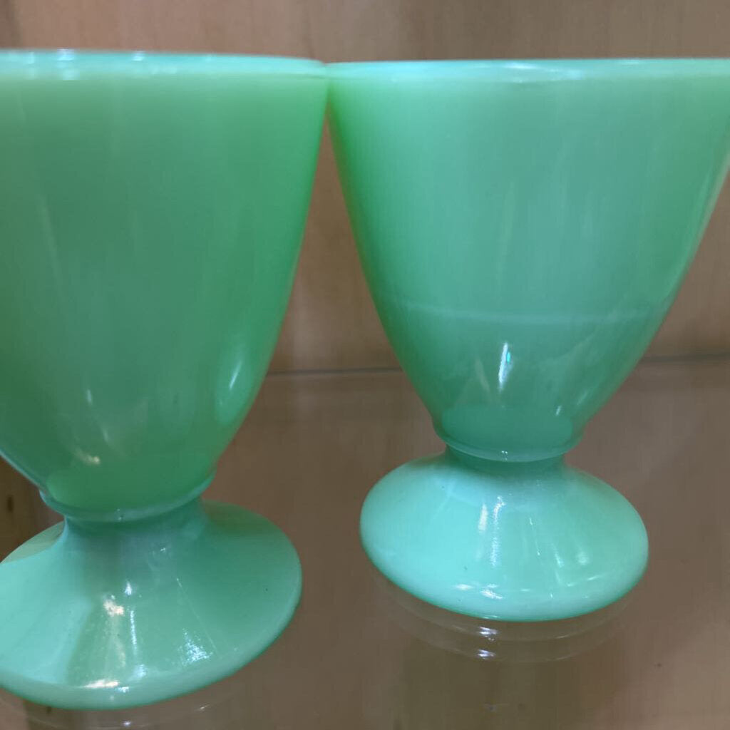 McKee Custard Footed Custard Cups x4 *URANIUM* c.1930s