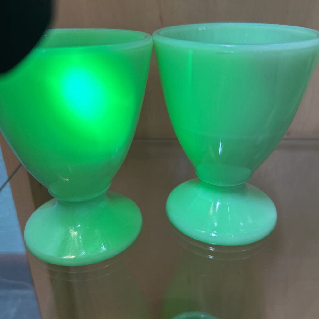 McKee Custard Footed Custard Cups x4 *URANIUM* c.1930s