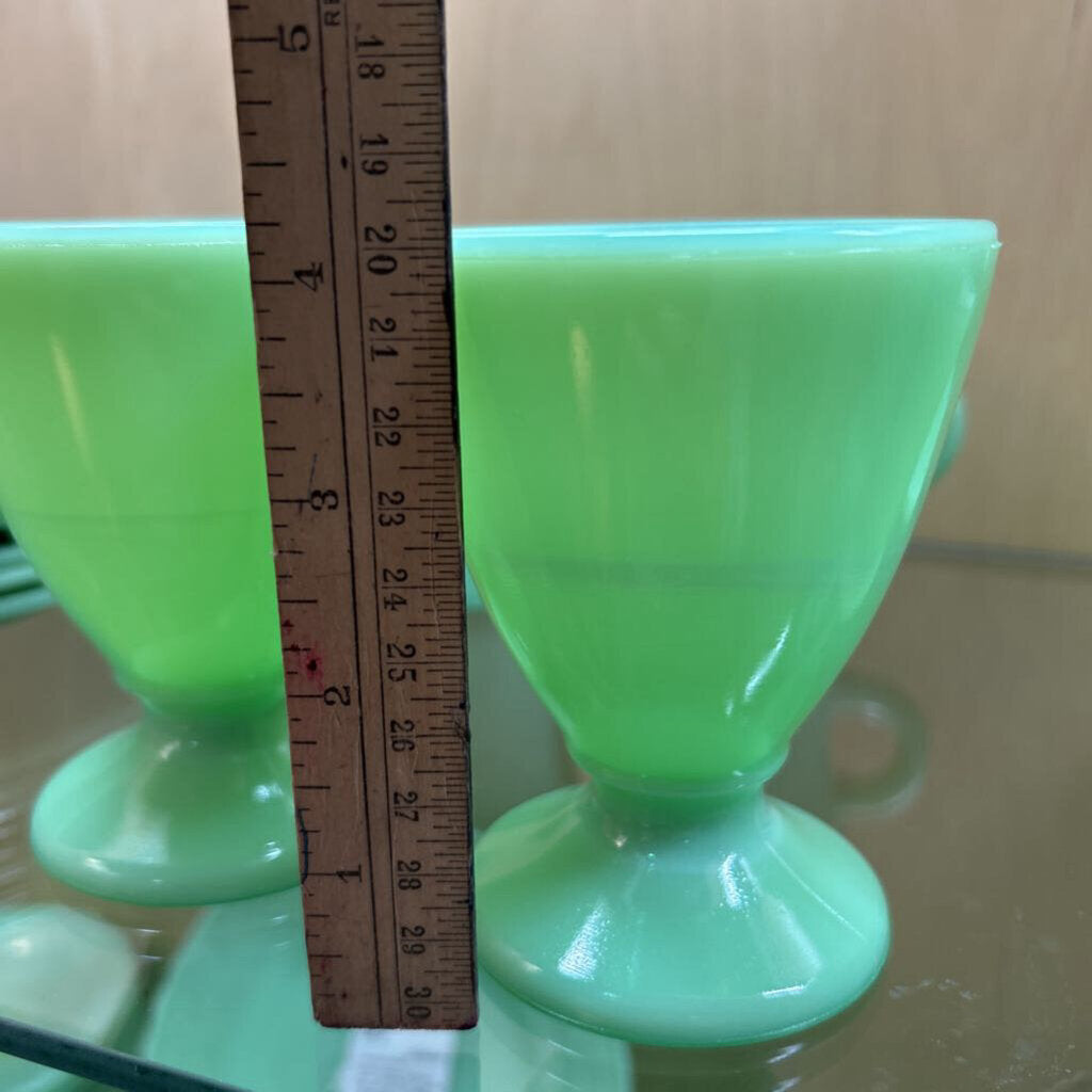 McKee Custard Footed Custard Cups x4 *URANIUM* c.1930s