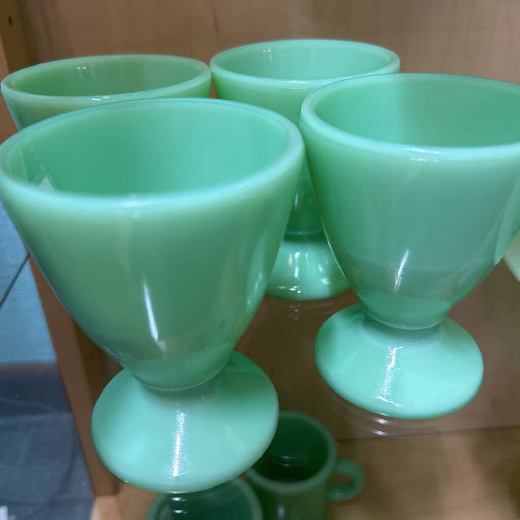 McKee Custard Footed Custard Cups x4 *URANIUM* c.1930s