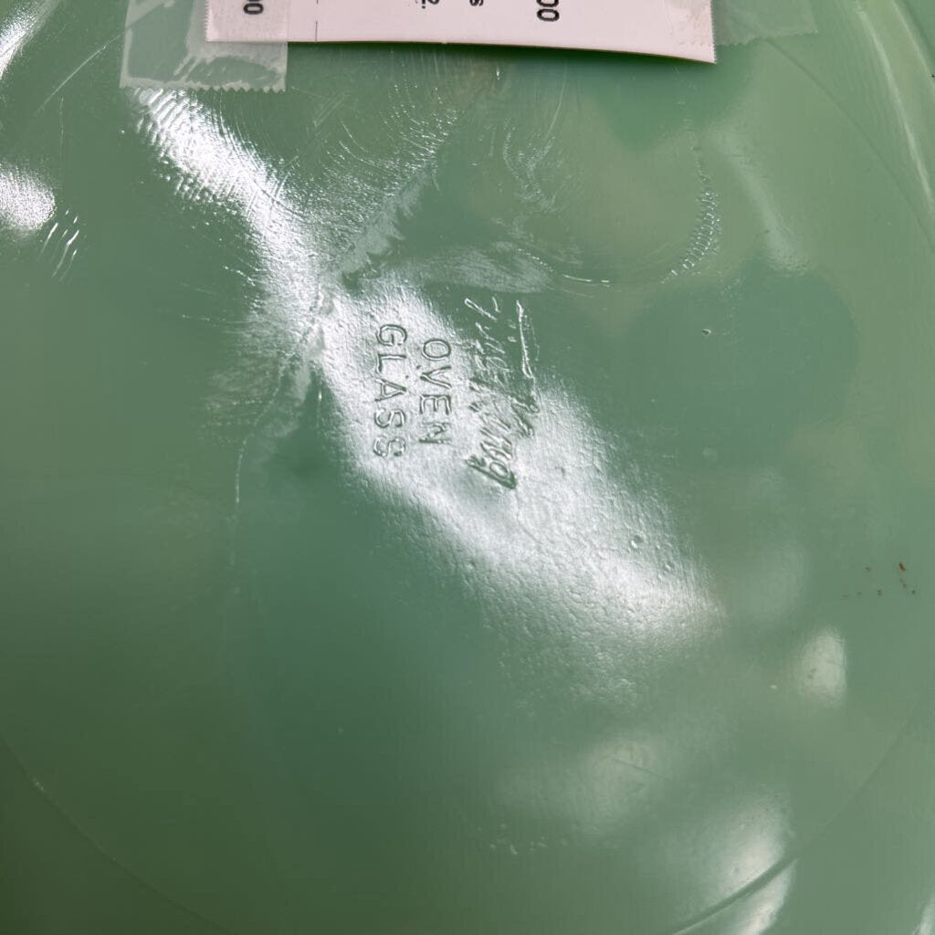Jadeite Fire King-Glass Serving Platter Ribbed Jane Ray Pattern, 9x12.
