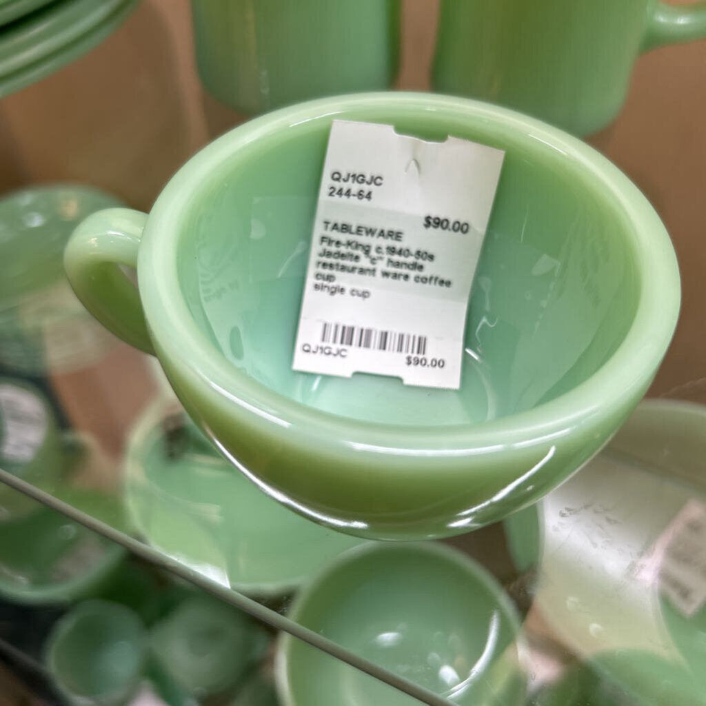 Jadeite "c" handle restaurant ware coffee cup
