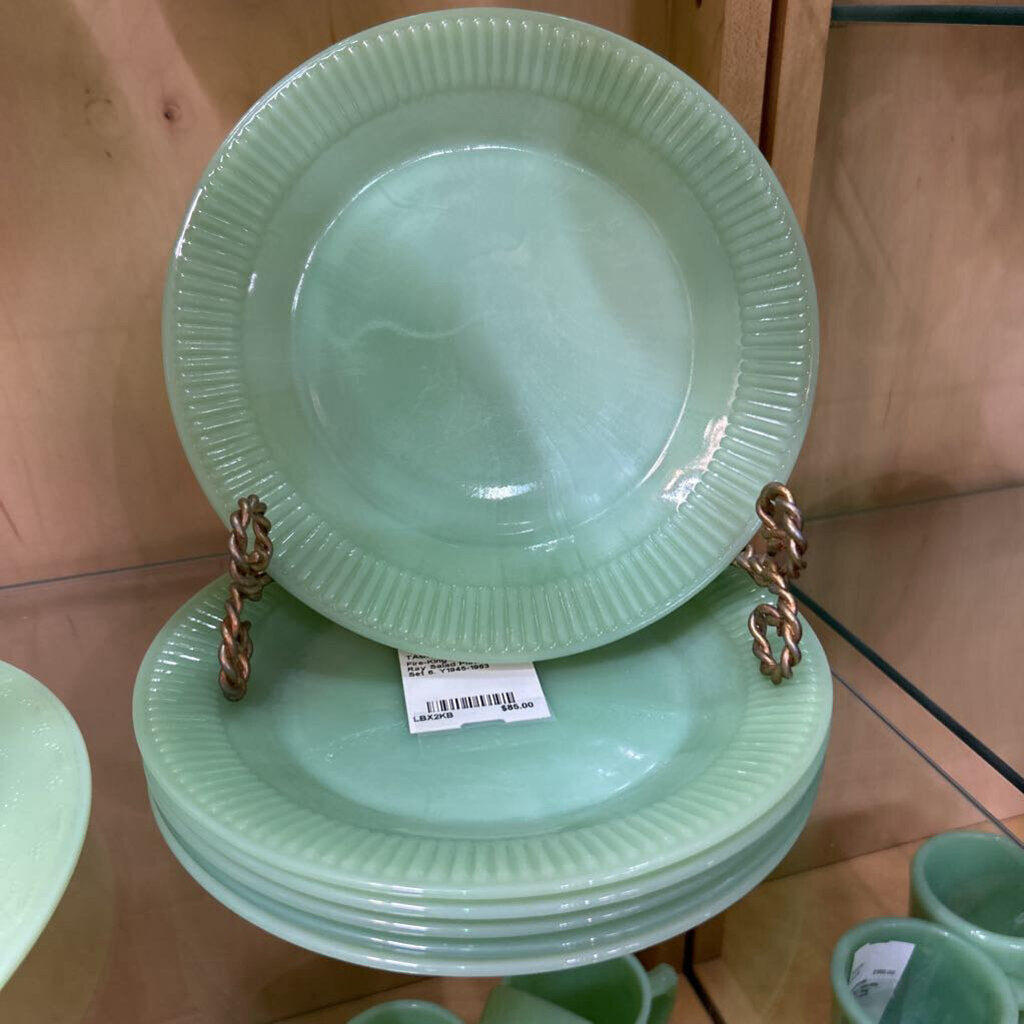 Fire-King Jadeite Jane Ray Salad Plate,7 3/4". Set 6. Y1945-1963
