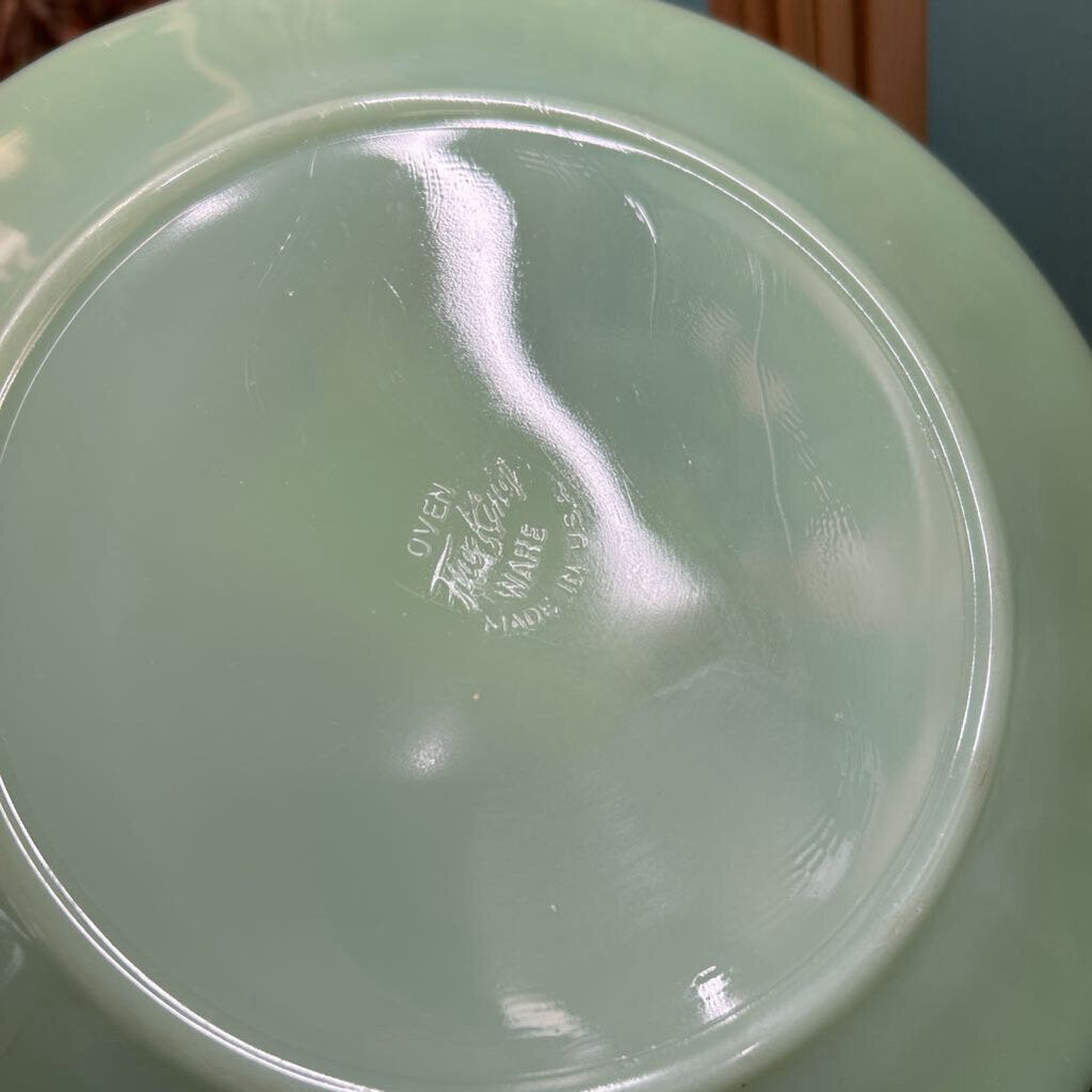 Fire-King Jadeite Jane Ray 9" Plates Ribbed Pattern, Set 7, 1945-63.