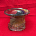 Ananda Glass Studio Vase w/ Flared rim in Chalcedony Glass w/ Floral Impressions; 1989