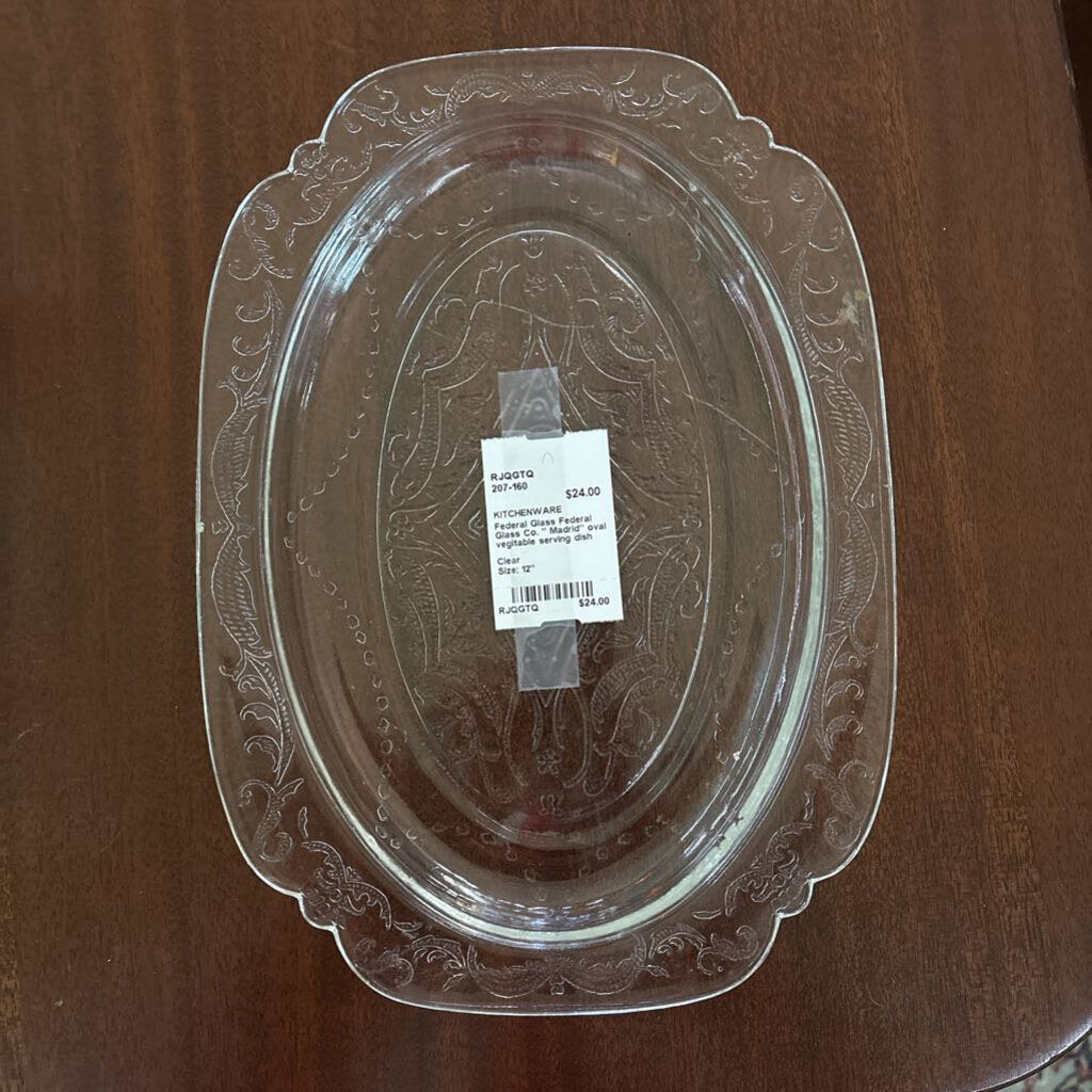 Federal Glass Co. " Madrid" oval vegitable serving dish