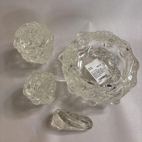4pc Mugnoni Smoke set in Murano Glass by Erchole Barovier; circa 1940; Acid etched signature on bottom
