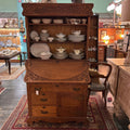 Vtg Larkin Co, Oak Wood Carved Drop Down Desk, Integrated Book Shelf (AS IS)