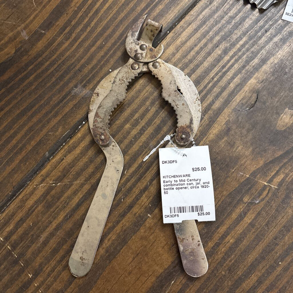 Early to Mid Century combination can, jar, and bottle opener; circa 1920-50