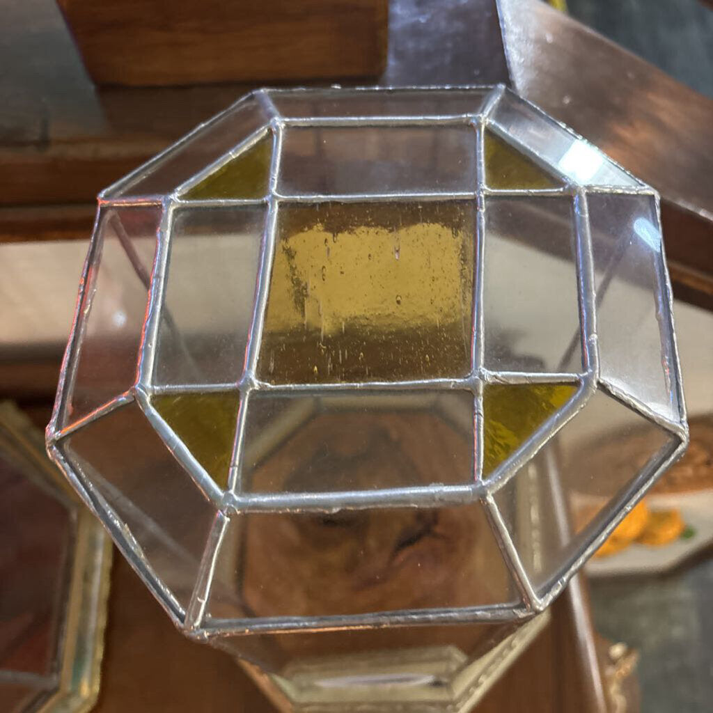 Leaded and stained glass hexagonal display case
