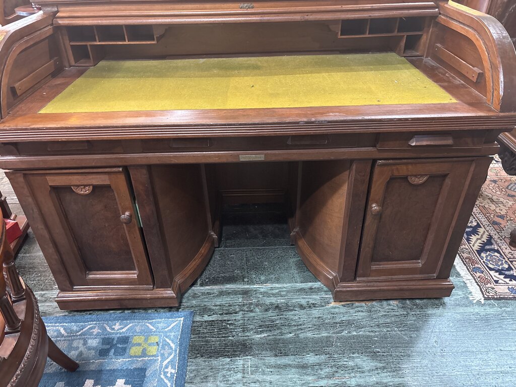 Wooten Patent Double Rotary Rolltop Desk; Walnut and Walnut veneers