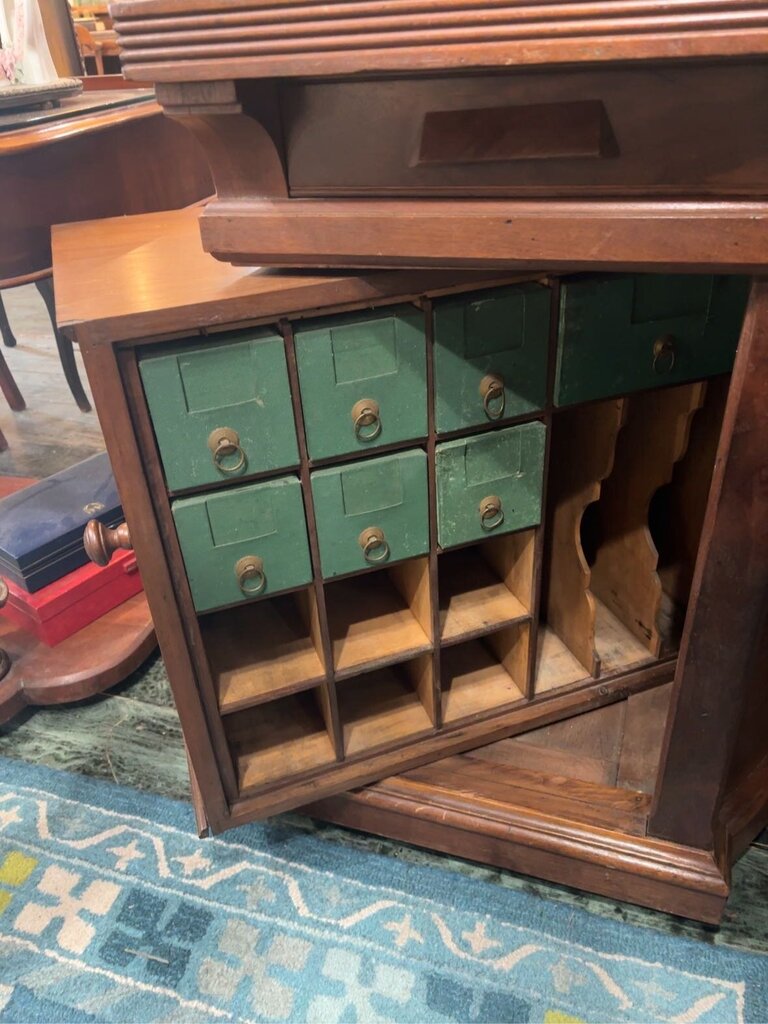 Wooten Patent Double Rotary Rolltop Desk; Walnut and Walnut veneers