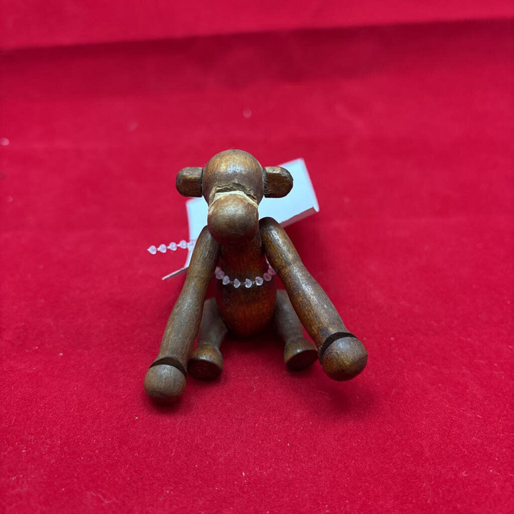 Small Articulated Wooden Monkey with Peg-and-Socket Joint arms, Hand-Carved.