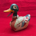 Vintage 1950s Daiya Tin Friction Toy Duck, Made in Japan.