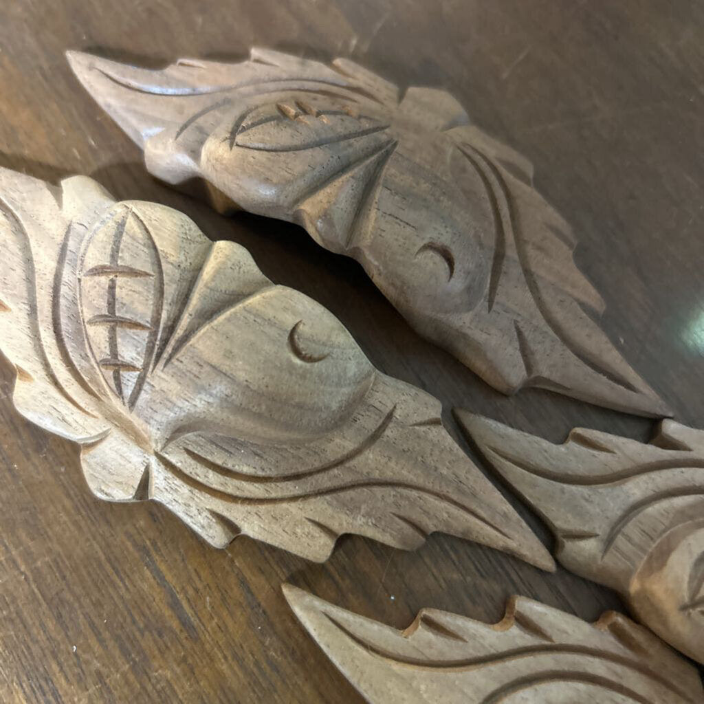Vtg Eastlake "Fruit and Nut" Carved Wood Drawer Pulls.