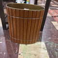 Mid Century Gruvwood Walnut Tambour Wastebasket.