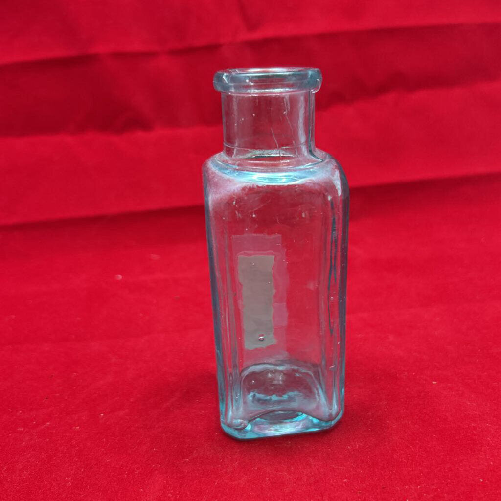 Vtg Ice Blue Cork Top Bottle 4.75Inch