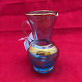 1960-70 Blue/Gold Blown Glass Ewer by Ferro & Lazzarini Murano, Italy. 4.25 Inch