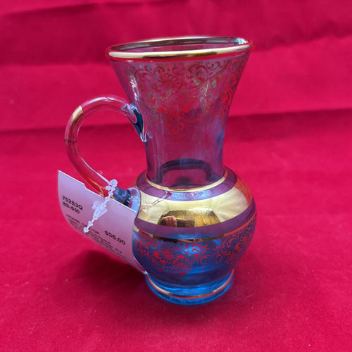 1960-70 Blue/Gold Blown Glass Ewer by Ferro & Lazzarini Murano, Italy. 4.25 Inch