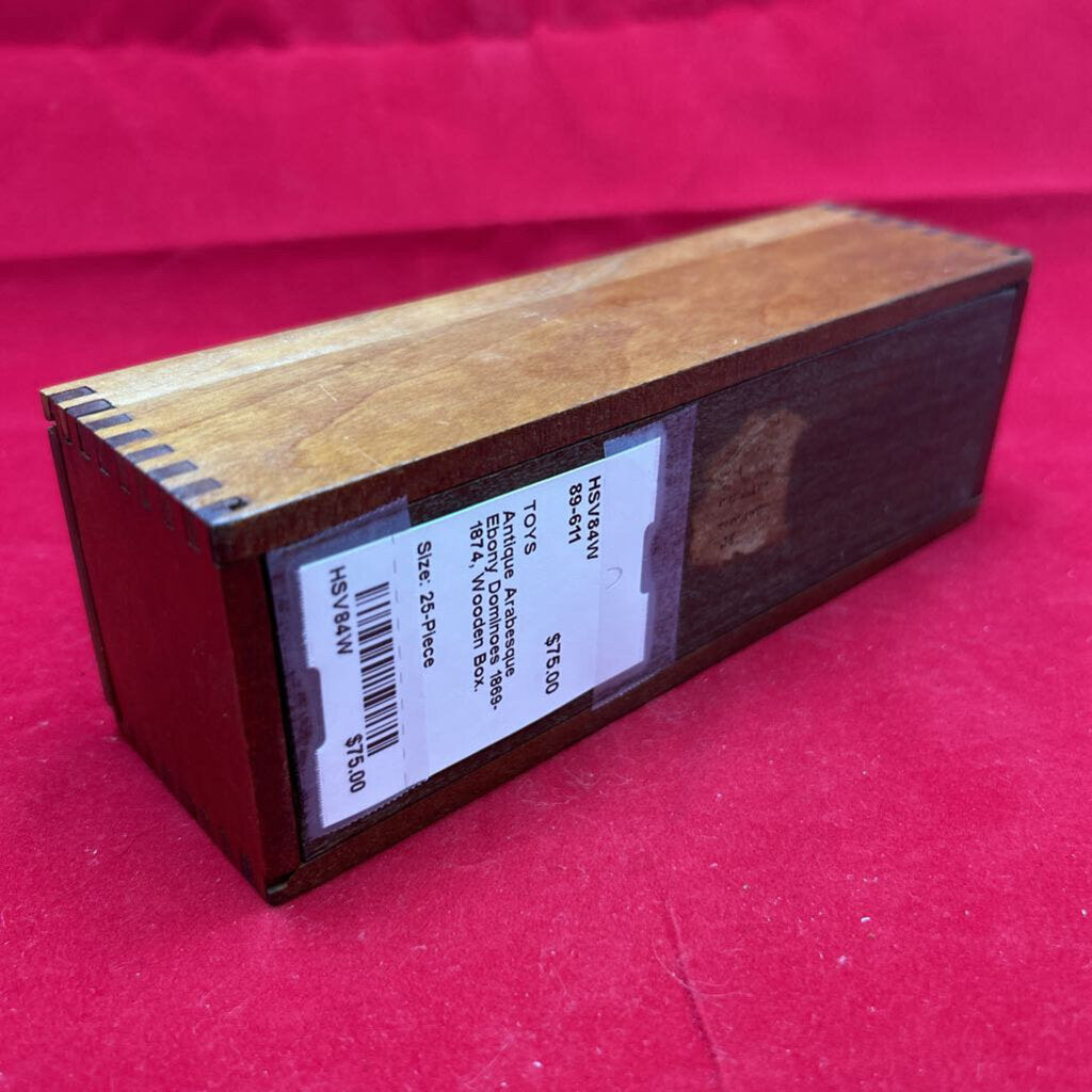 Antique Arabesque Ebony Dominoes 1869-1874, Wooden Box.