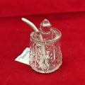 Vtg Cut Glass Condiment Holder with Lid & Spoon