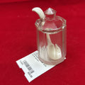 Vtg Cut Glass Condiment Holder with Lid & Spoon