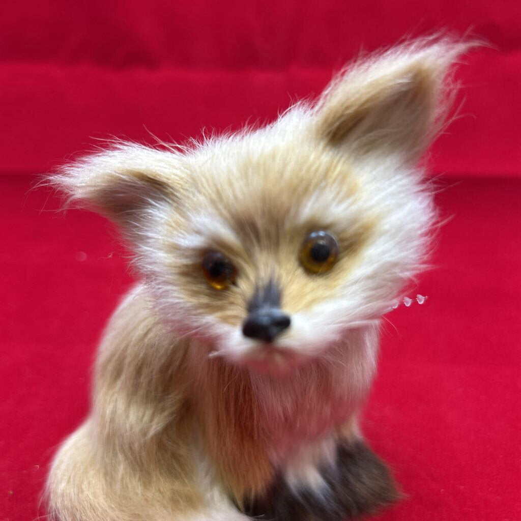 Vtg Real-Fur Fennec Fox Figurine 1980s