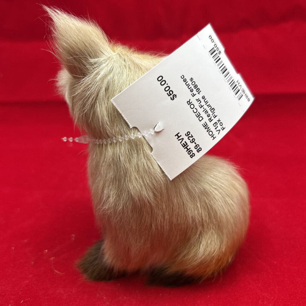 Vtg Real-Fur Fennec Fox Figurine 1980s