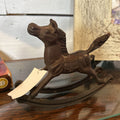 Vtg Cast Iron Rocking Horse, Dooratop/Paperweight