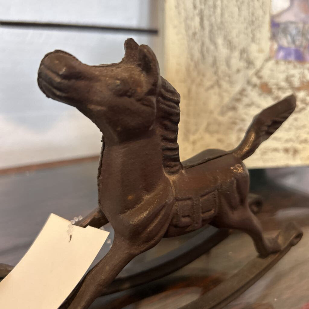 Vtg Cast Iron Rocking Horse, Dooratop/Paperweight
