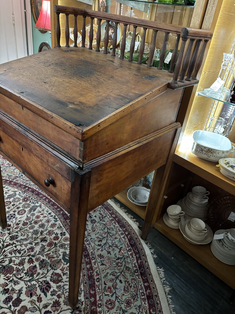 Early to Mid 19th Century American School Masters Desk; Original Milk Paint Interior; Cherry wood; circa 1840-60