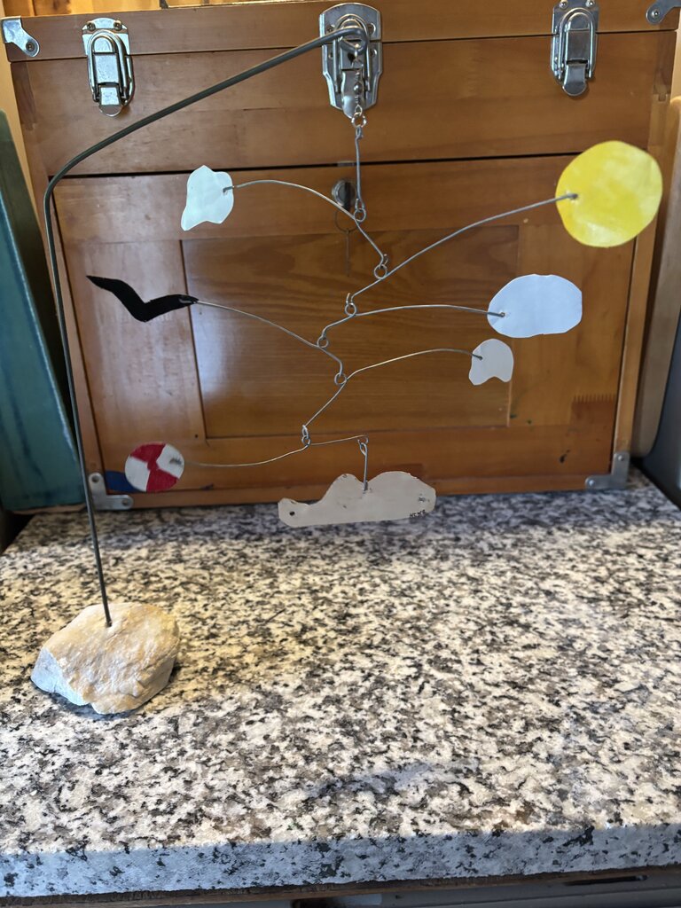 "Endless Summer" mobile; HCW2; 2026; marble, metal, paint