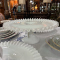 Fenton Silver Crest, White Ruffle Edge Cake Stand.