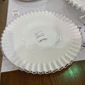 Fenton Silver Crest Milk Glass Plate, Ruffle Edge Plate.