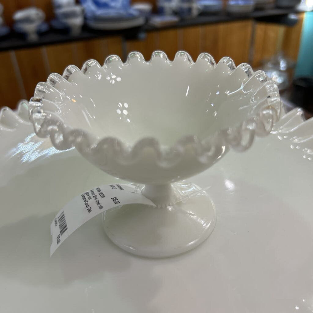 Fenton Silver Crest milk glass mini Compote/Candy Dish.