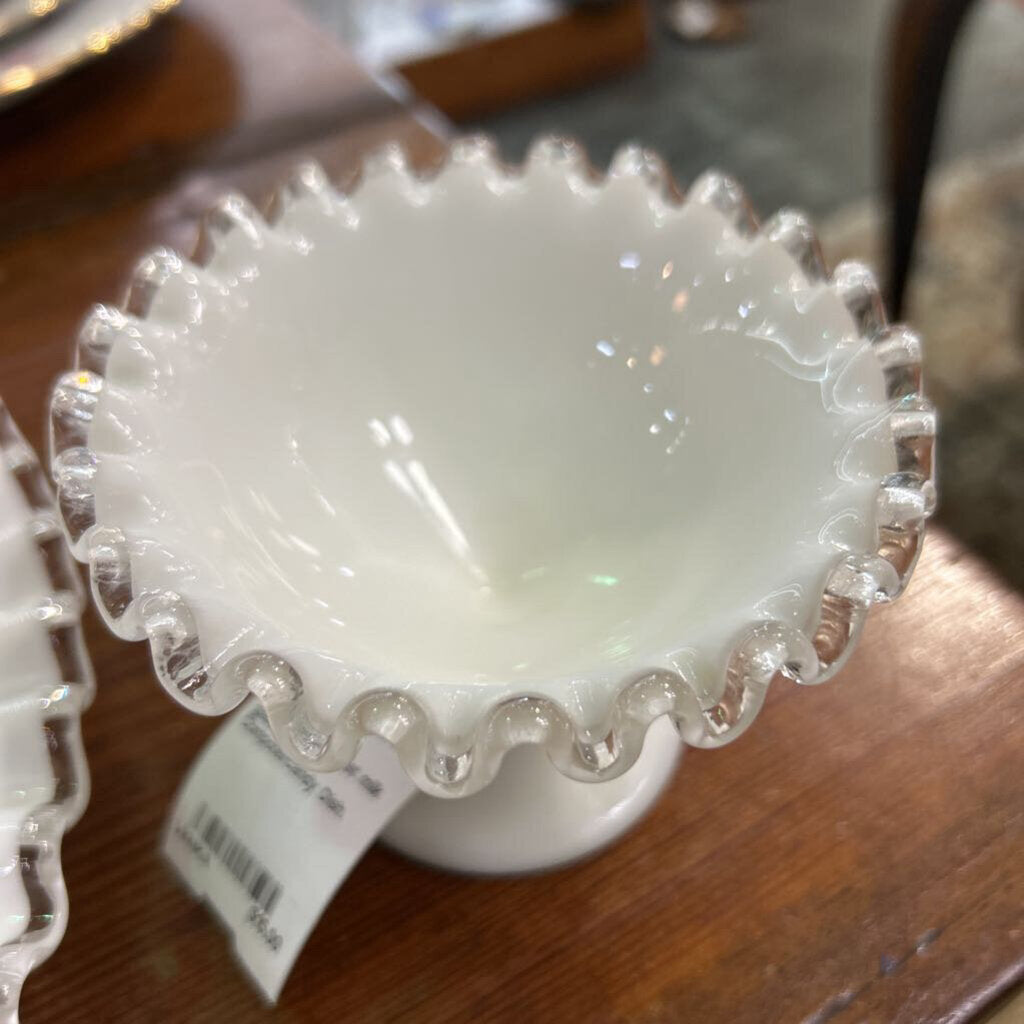 Fenton Silver Crest milk glass mini Compote/Candy Dish.