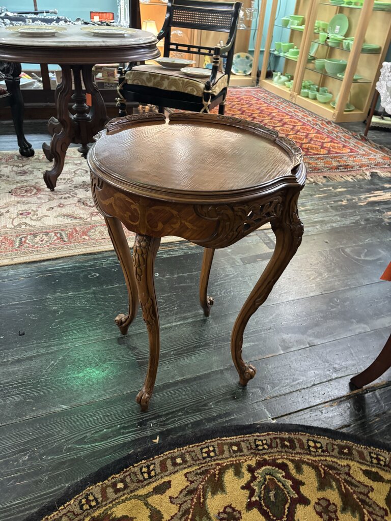 Walnut & Satinwood inlay Louis XV revival side table; circa 1920-40