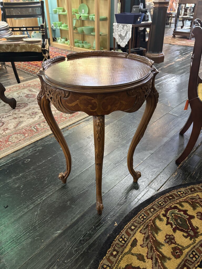 Walnut & Satinwood inlay Louis XV revival side table; circa 1920-40