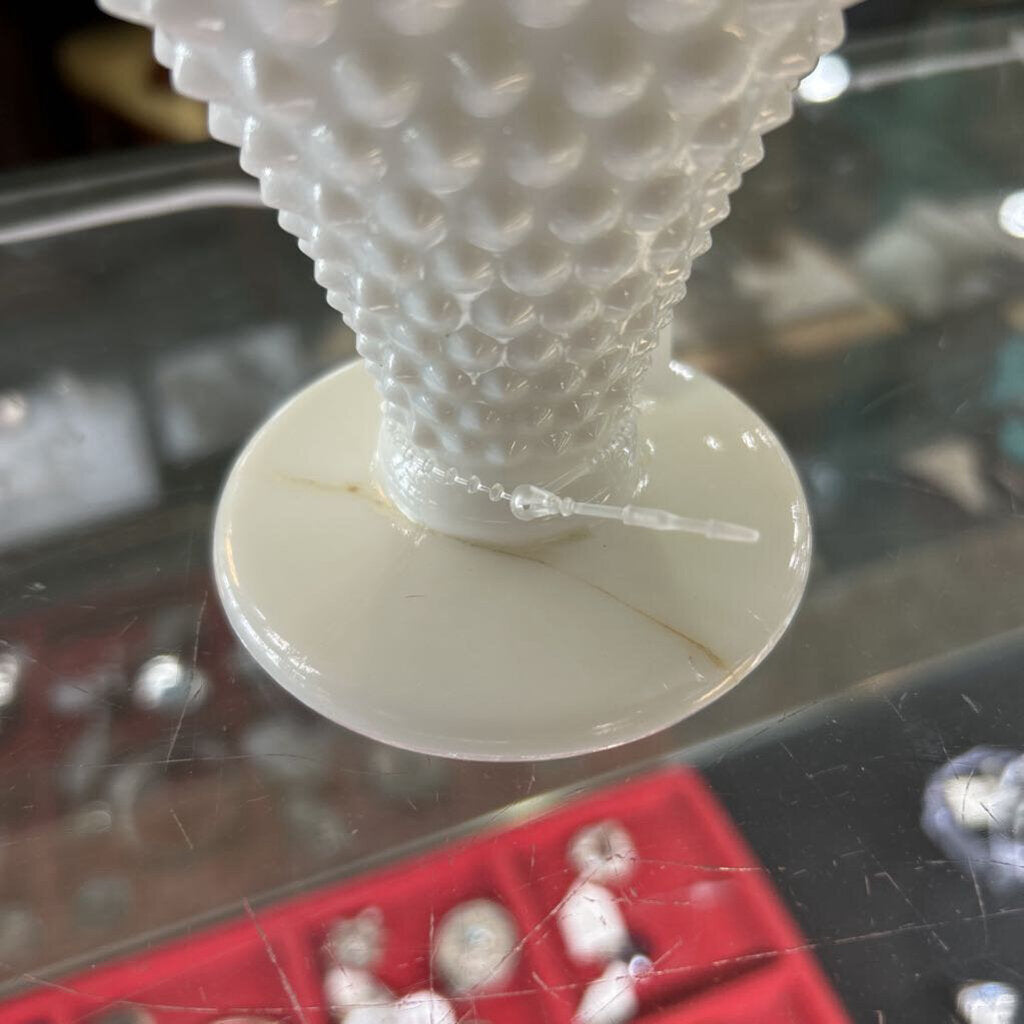Fenton White Milk Glass Hobnail Fan *AS IS*