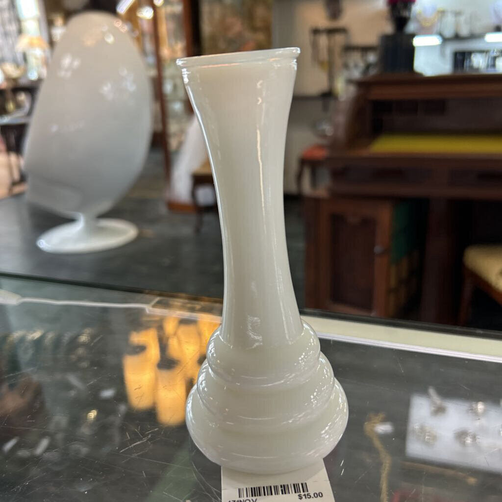 Vtg Randall Beehive White Milk Glass 6'' Flower Bud Vase