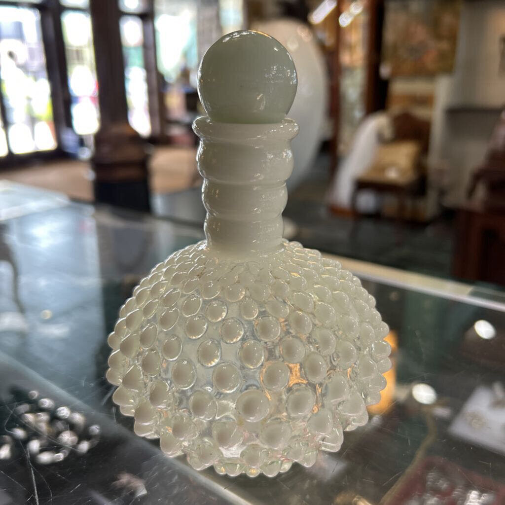 Vtg Fenton Moonstone Opalescent Hobnail Perfume Bottle