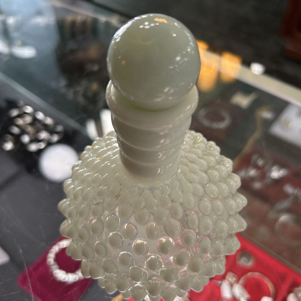 Vtg Fenton Moonstone Opalescent Hobnail Perfume Bottle