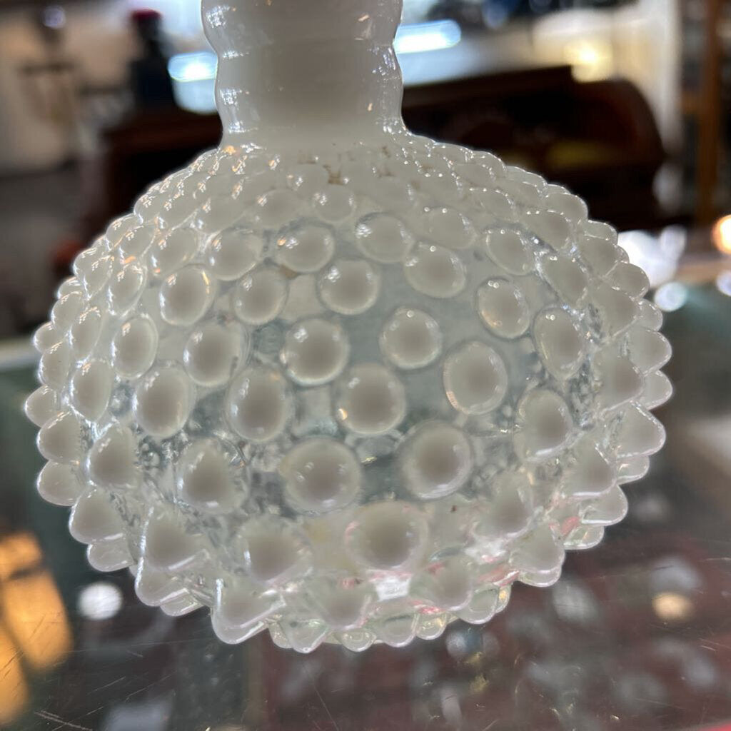Vtg Fenton Moonstone Opalescent Hobnail Perfume Bottle