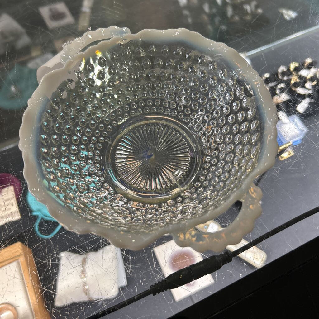 Anchor Hocking Moonstone Ruffle Edge Bowl with Handle 6.5''.