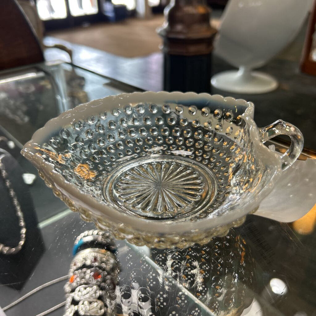 Vtg Heart Shaped Hobnail Glass Dish 6.5''