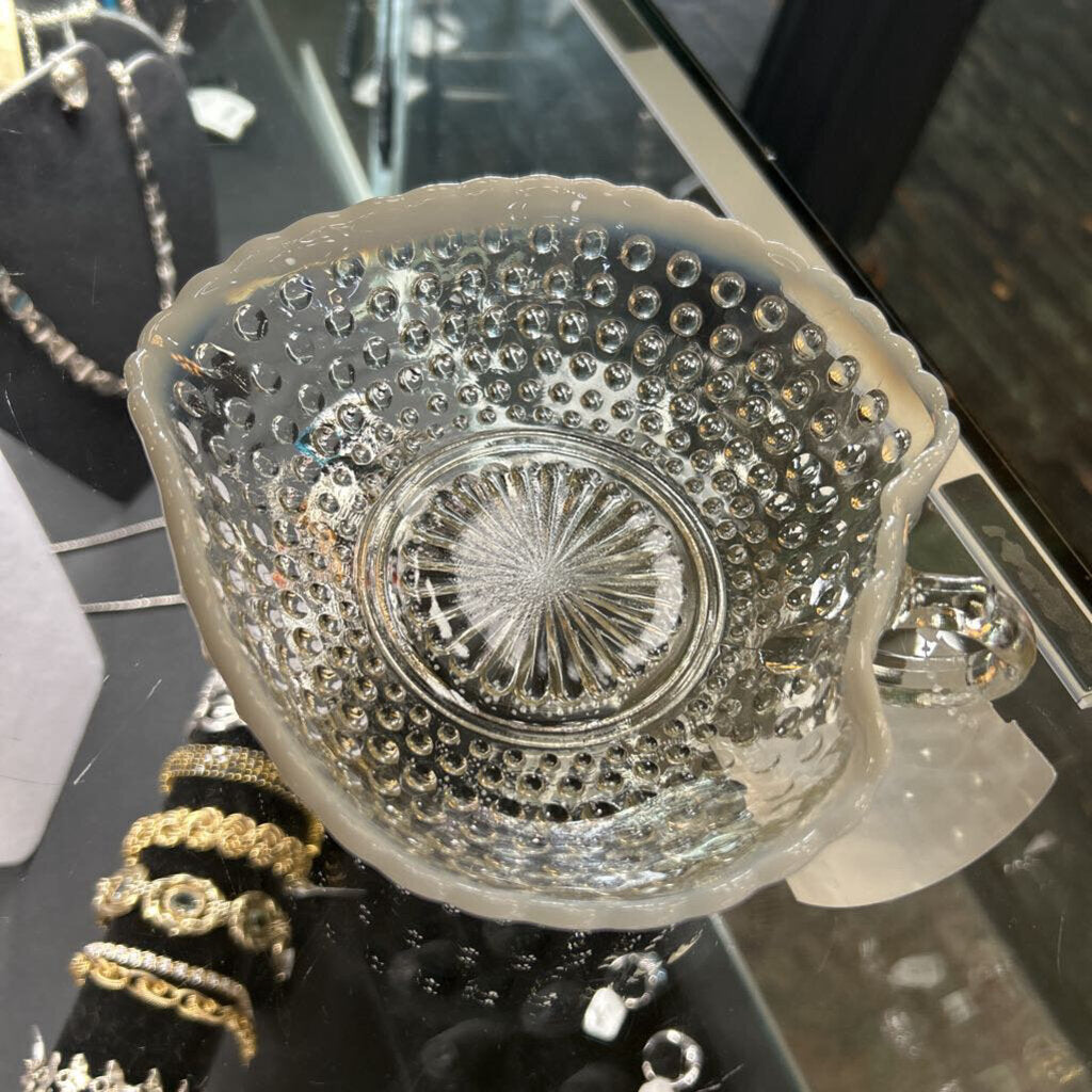 Vtg Heart Shaped Hobnail Glass Dish 6.5''